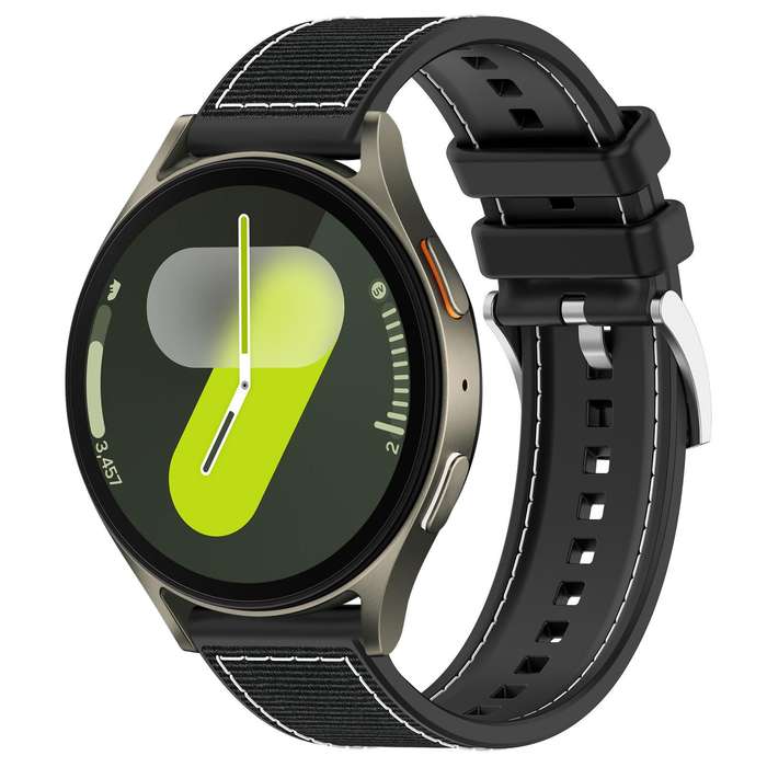 For Samsung Galaxy Watch 7 / 6 / 5 / FE 20mm xDfind Hybrid Nylon Braid Silicone Watch Band(Midnight