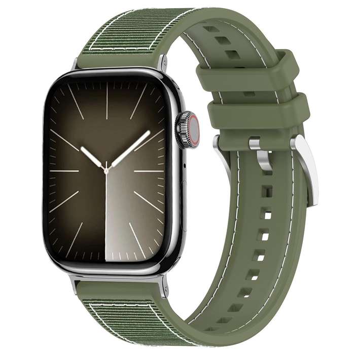 For Apple Watch 38 / 40 / 41 / S10 42mm 20mm xDfind Hybrid Nylon Braid Silicone Watch Band(Midnight