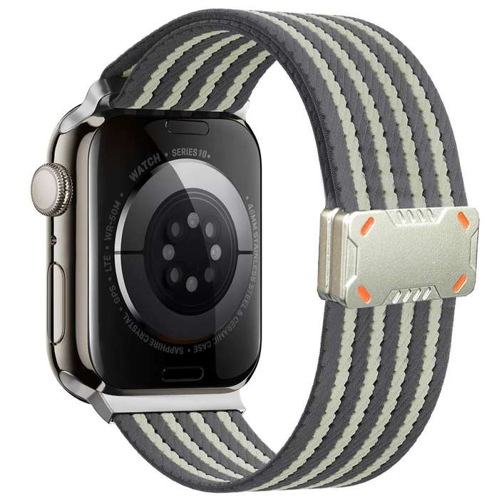 For Apple Watch 42mm / 41mm / 40mm / 38mm Mecha Armor Magnetic Buckle Nylon Watch Band(Brown)