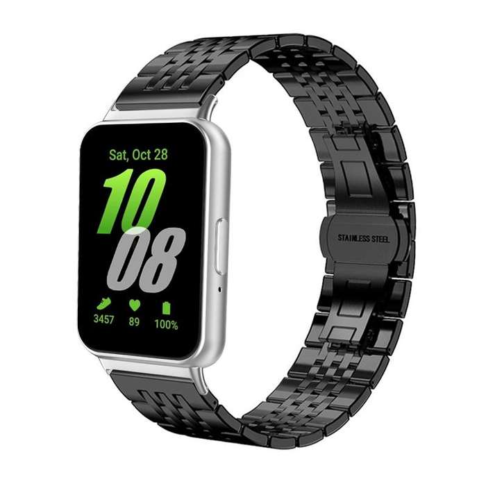 For Samsung Galaxy Fit3 SM-R390 18mm xDfind Seven-bead Solid Stainless Steel Watch Band(Silver)