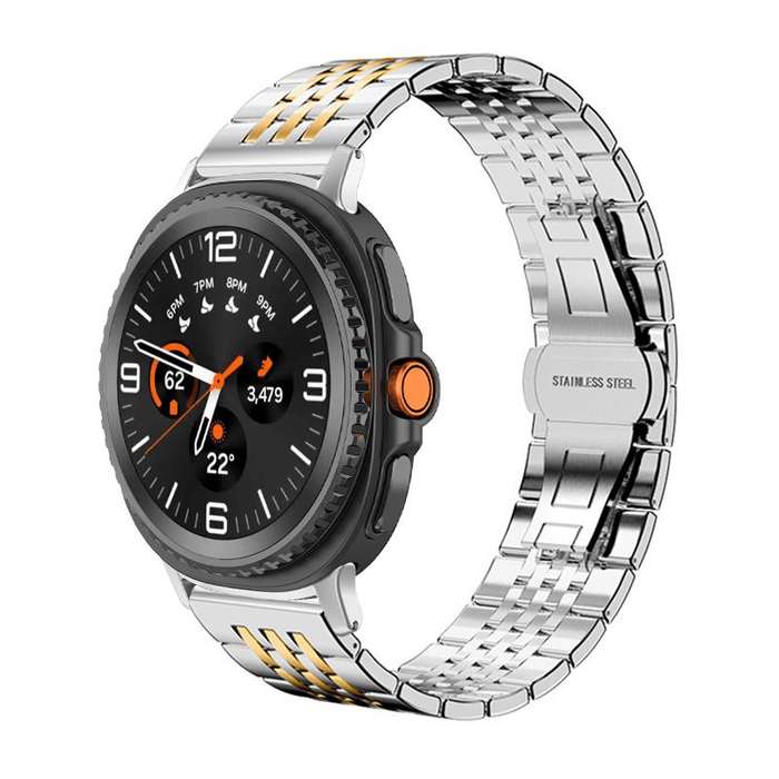 For Samsung Galaxy Watch8 22mm xDfind Seven-bead Solid Stainless Steel Watch Band(Silver)