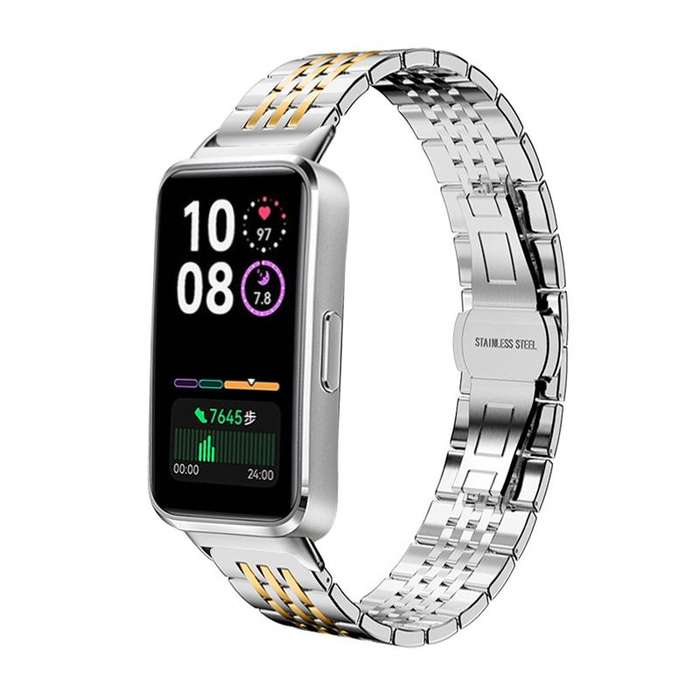 For Huawei Band 10 / 9 / 8 14mm xDfind Seven-bead Solid Stainless Steel Watch Band(Silver)