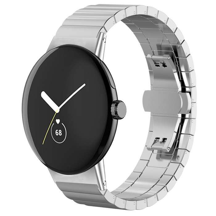For Google Pixel Watch 3 45mm 22mm xDfind One-bead Bamboo Solid Stainless Steel Watch Band(Silver)
