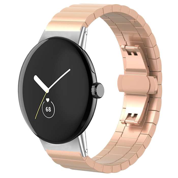 For Google Pixel Watch 3 45mm 22mm xDfind One-bead Bamboo Solid Stainless Steel Watch Band(Silver)