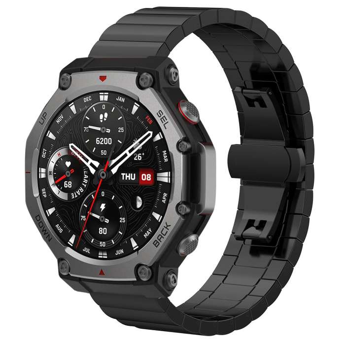 For Amazfit T-Rex 3 22mm xDfind One-bead Bamboo Solid Stainless Steel Watch Band(Silver)