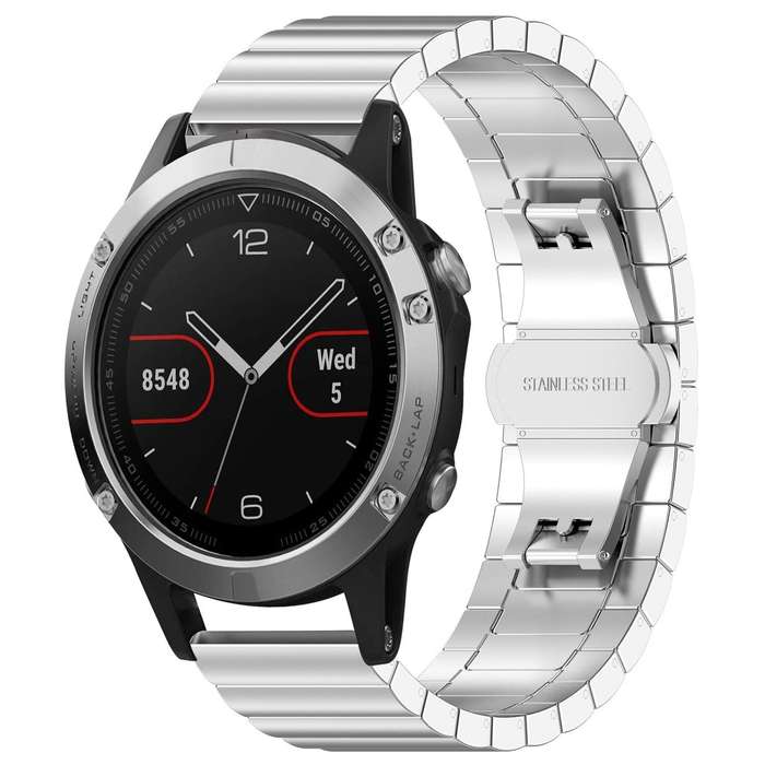 For Garmin Fenix 8/7/6/5 22mm 20mm xDfind One-bead Bamboo Solid Stainless Steel Watch Band(Silver)