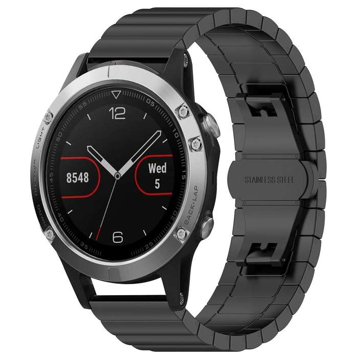 For Garmin Fenix 8/7/6/5 22mm 20mm xDfind One-bead Bamboo Solid Stainless Steel Watch Band(Silver)