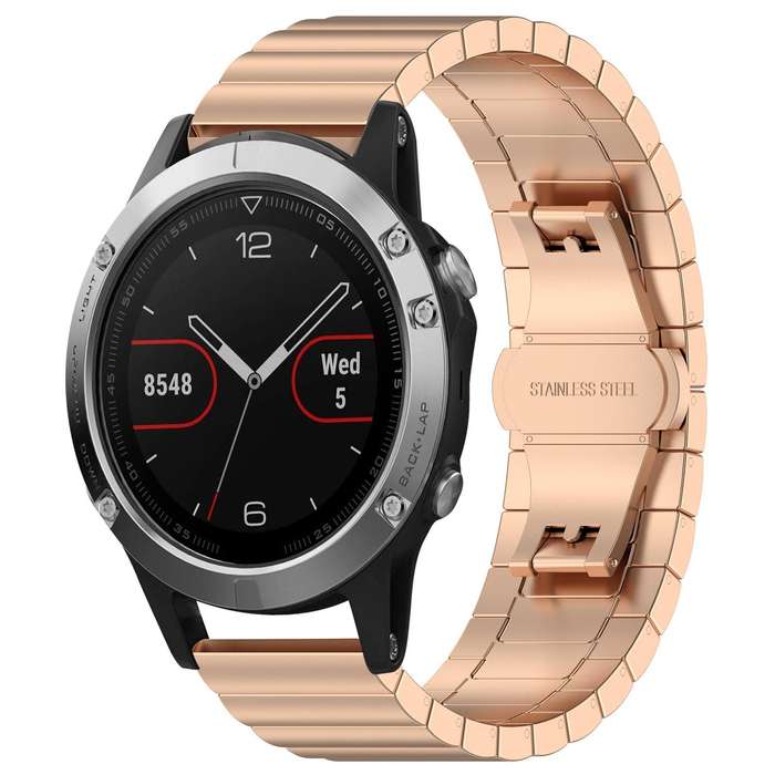 For Garmin Fenix 8/7/6/5 22mm 20mm xDfind One-bead Bamboo Solid Stainless Steel Watch Band(Silver)