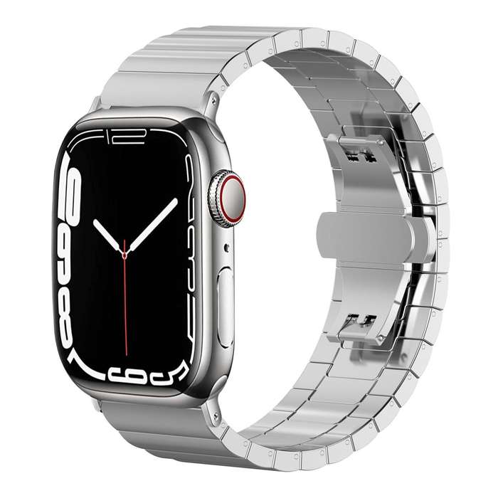 For Apple Watch 42 / 44 / 45 / 46 / 49mm 22mm xDfind One-bead Bamboo Solid Stainless Steel Watch Ban