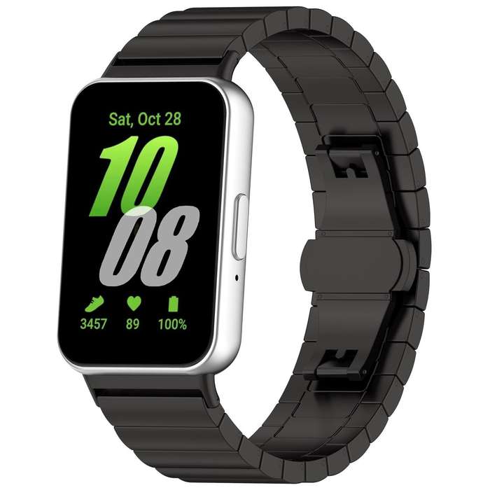 For Samsung Galaxy Fit3 SM-R390 18mm xDfind One-bead Bamboo Solid Stainless Steel Watch Band(Silver)