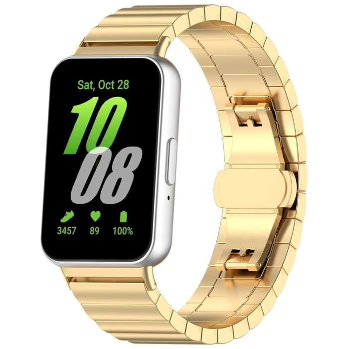 For Samsung Galaxy Fit3 SM-R390 18mm xDfind One-bead Bamboo Solid Stainless Steel Watch Band(Silver)