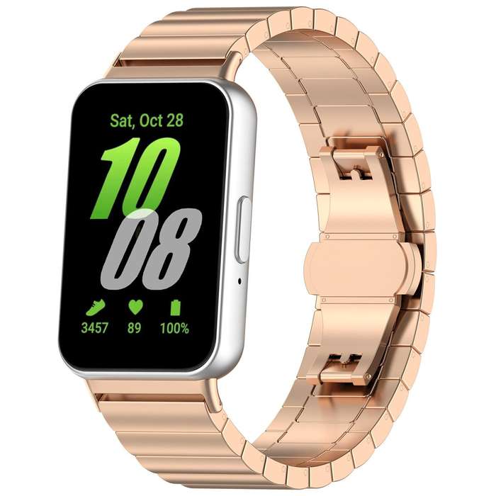 For Samsung Galaxy Fit3 SM-R390 18mm xDfind One-bead Bamboo Solid Stainless Steel Watch Band(Silver)