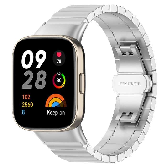 For Redmi Watch 3 20mm xDfind One-bead Bamboo Solid Stainless Steel Watch Band(Silver)