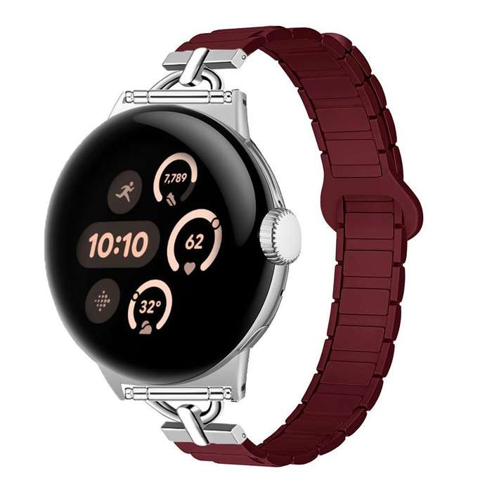 22mm D-shaped Tri-beads Magnetic Silicone Watch Band(Ceramic White)