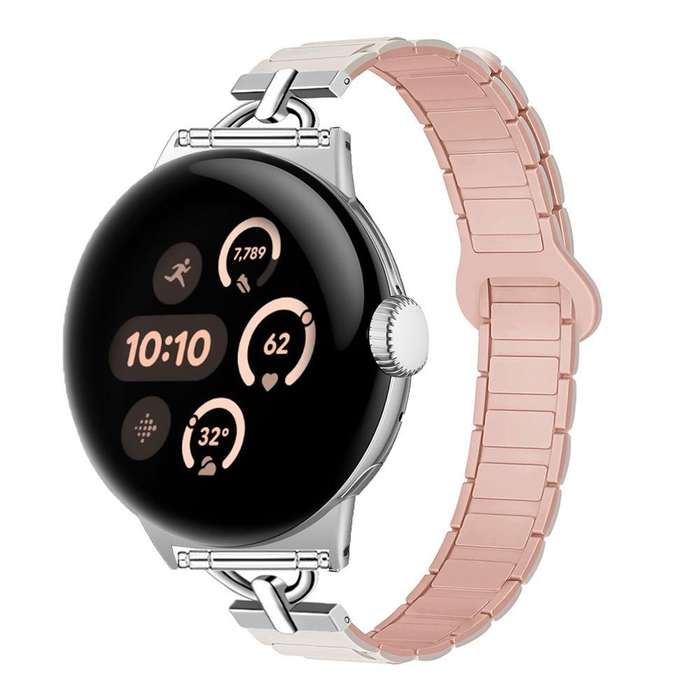 22mm D-shaped Tri-beads Magnetic Silicone Watch Band(Ceramic White)