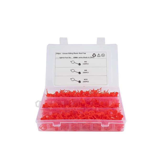 350 PCS M6 / M8 / M10 Polyethylene Plastic Dust Cover Cap Assortment Kits for Oil Grease Zerk Fittin