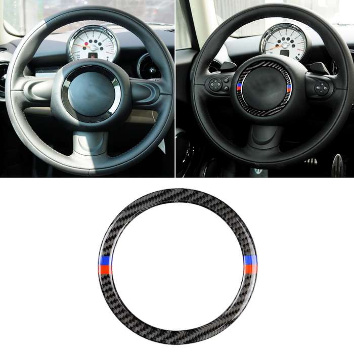 Red Blue Color Car Steering Wheel R Chassis Carbon Fiber Decorative Sticker for BMW MINI R55 / R56 /