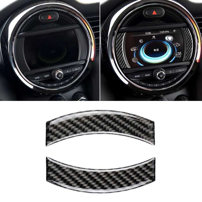 2 PCS Car F Chassis Navigation Panel Carbon Fiber Decorative Sticker for BMW Mini Cooper Countryman