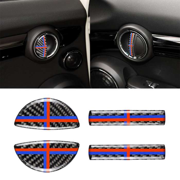 4 PCS Red Blue Color Car F Chassis Door Handle Carbon Fiber Decorative Sticker for BMW Mini Cooper C