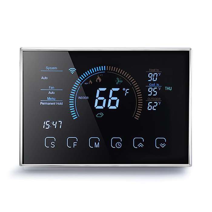 BHP-8000-WIFI-SS 3H2C Smart Home Heat Pump Round Room Brushed Mirror Housing Thermostat with WiFi, A