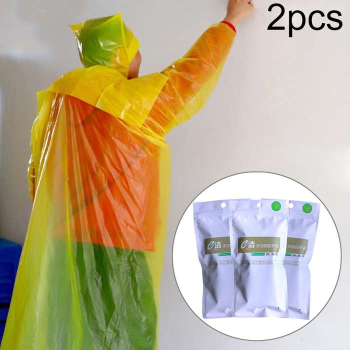 2pcs Disposable Windproof Dustproof Environmental Protection Multifunctional Raincoat, Random Color