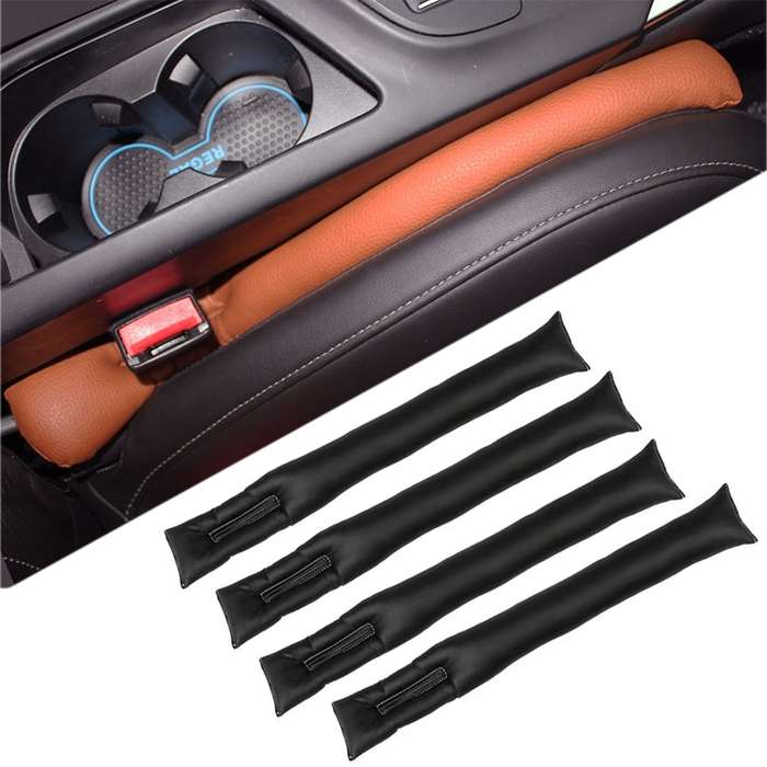 4 PCS Car Styling Accessories Seat Gap Filler Leather Pad Spacer Protective Softer Bar Slot Plu