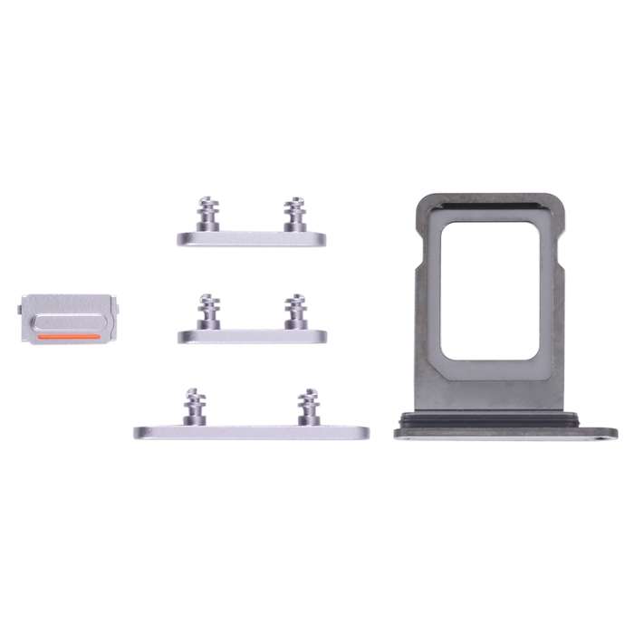 SIM Card Tray + SIM Card Tray + Side Keys for iPhone 14 Pro Max (Silver)
