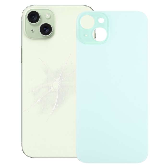 For iPhone 15 Plus Easy Replacement Big Camera Hole Glass Back Battery Cover(Yellow)