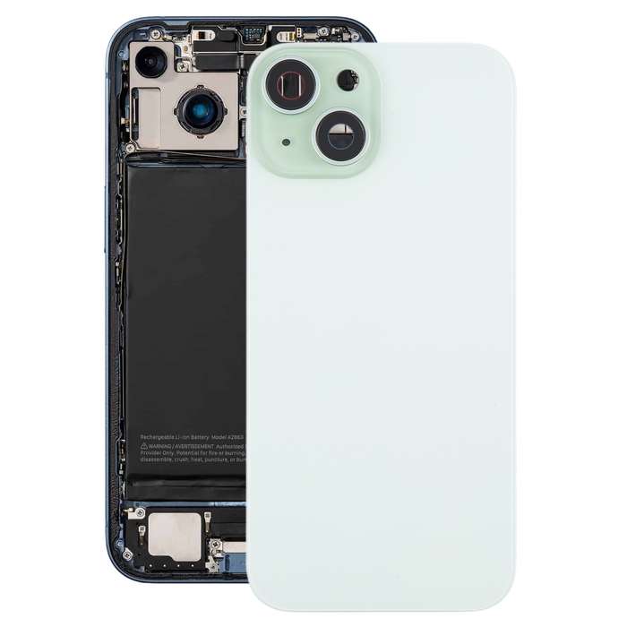 For iPhone 15 Plus Battery Back Cover with Camera Lens Cover + MagSafe Magnet(Blue)