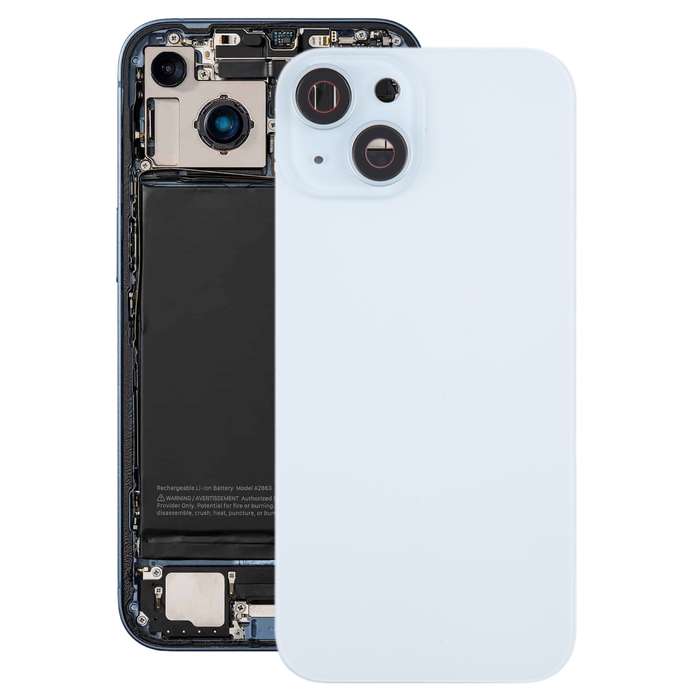 For iPhone 15 Plus Battery Back Cover with Camera Lens Cover + MagSafe Magnet(Blue)