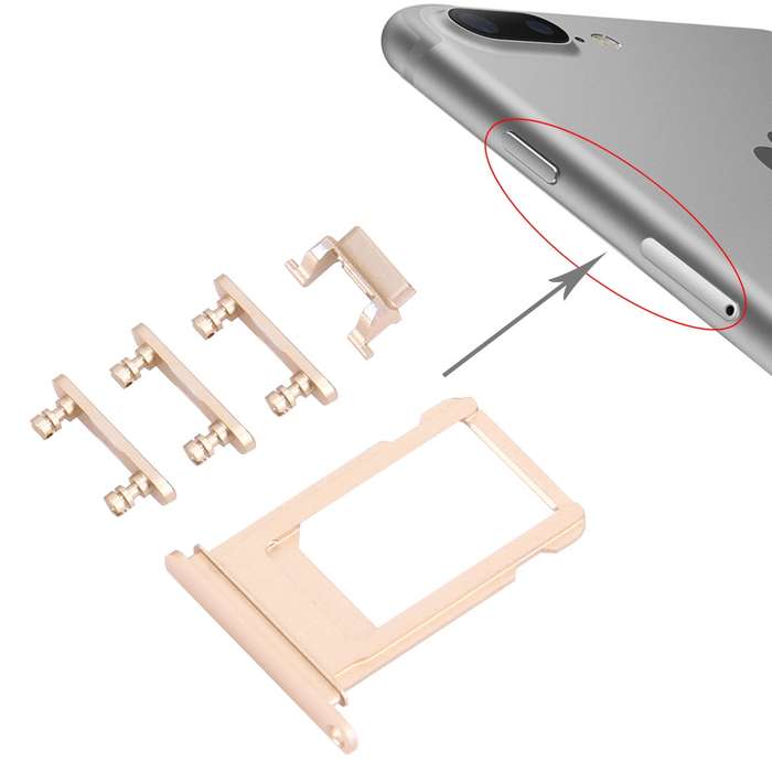 Card Tray + Volume Control Key + Power Button + Mute Switch Vibrator Key for iPhone 7 Plus(Silver)