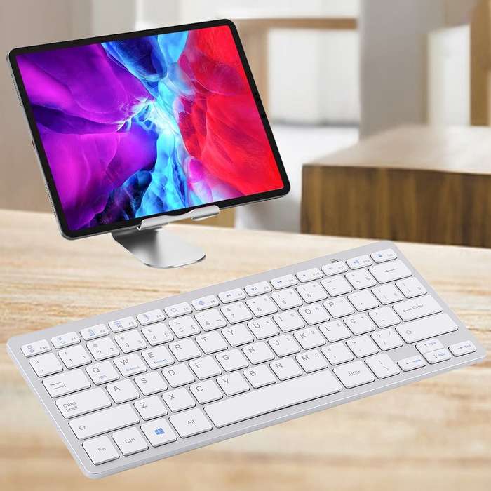 WB-8022 Ultra-thin Wireless Bluetooth Keyboard, Portuguese Keys(Silver)