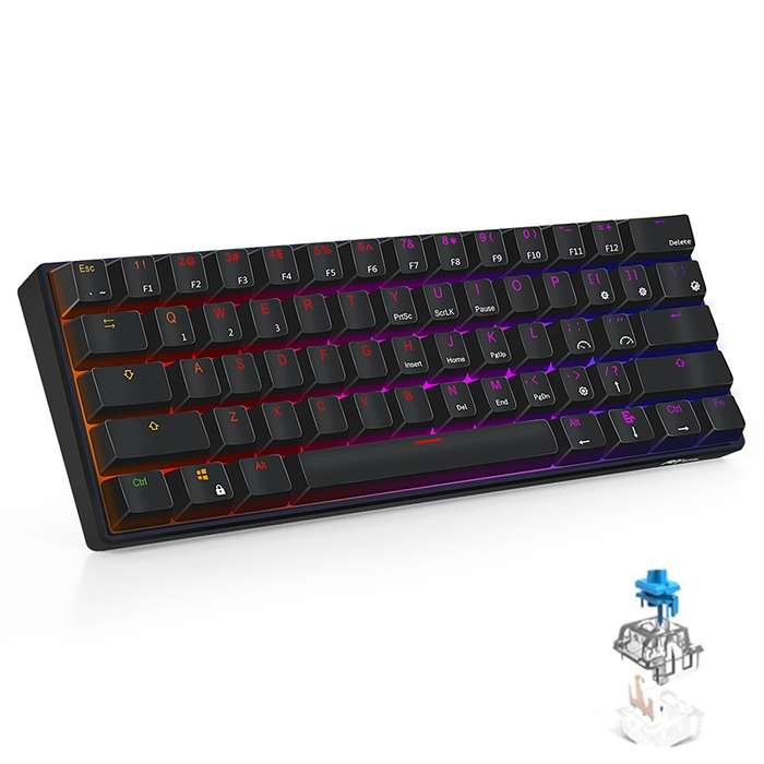 RK61 61 Keys Bluetooth / 2.4G Wireless / USB Wired Three Modes Blue Switch Tablet Mobile Gaming Mec
