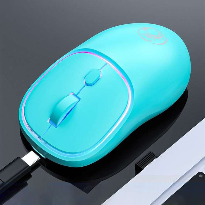 iMICE W-618 Rechargeable 4 Buttons 1600 DPI 2.4GHz Silent Wireless Mouse for Computer PC Laptop (Blu
