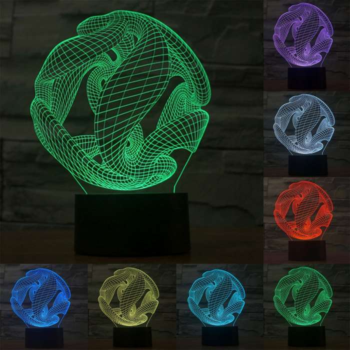 Abstract Style 3D Touch Switch Control LED Light , 7 Color Discoloration Creative Visual Stereo Lam