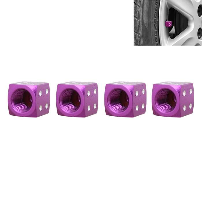 Universal 8mm Dice Style Aluminium Alloy Car Tire Valve Caps, Pack of 4(Gold)