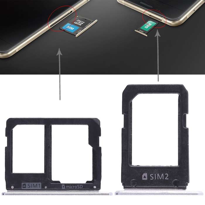 For Galaxy A5108 / A7108 2 SIM Card Tray + Micro SD Card Tray (White)