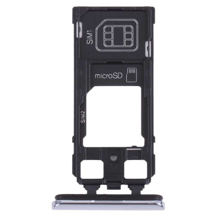 SIM Card Tray + SIM Card Tray / Micro SD Card Tray for Sony Xperia 1 / Xperia XZ4 (Silver)