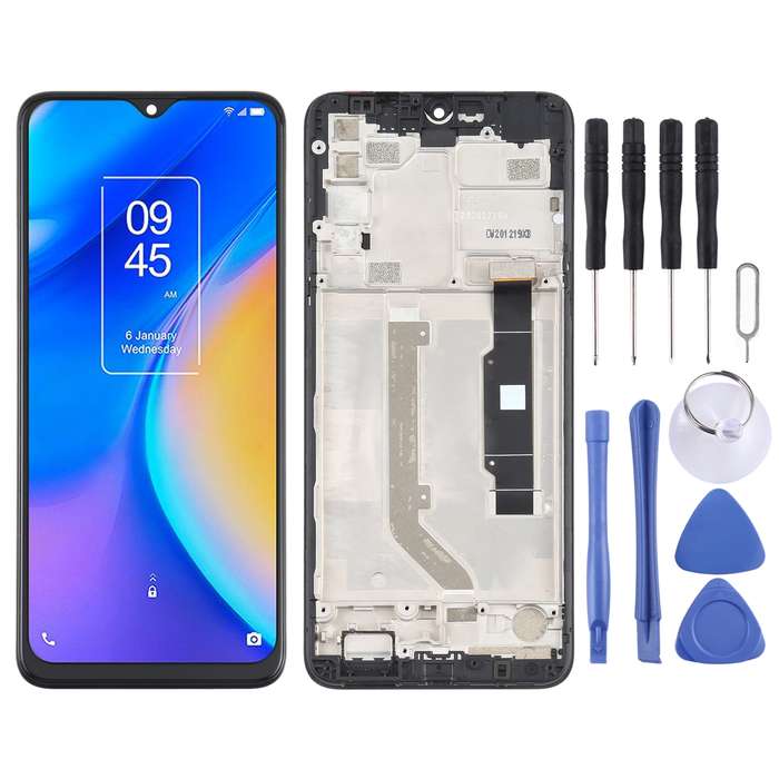 TFT LCD Screen for TCL 20 SE T761H Digitizer Full Assembly with Frame (Black)