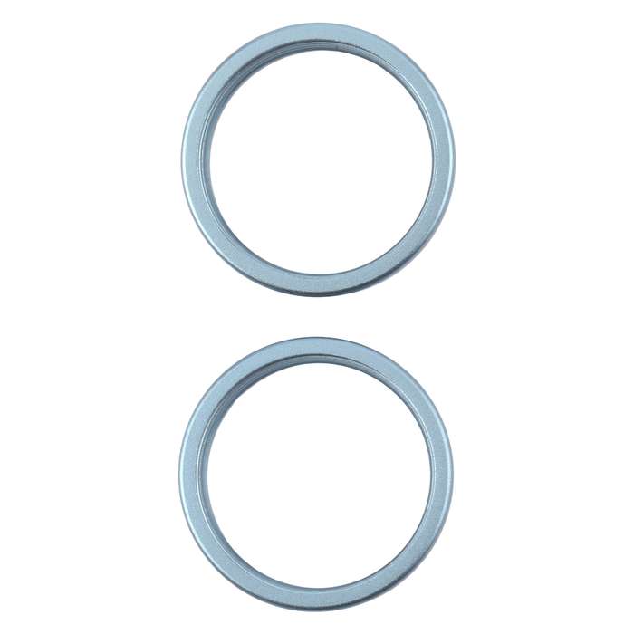 For iPhone 16 Plus 2pcs/set Rear Camera Glass Lens Metal Outside Protector Hoop Ring (Blue)