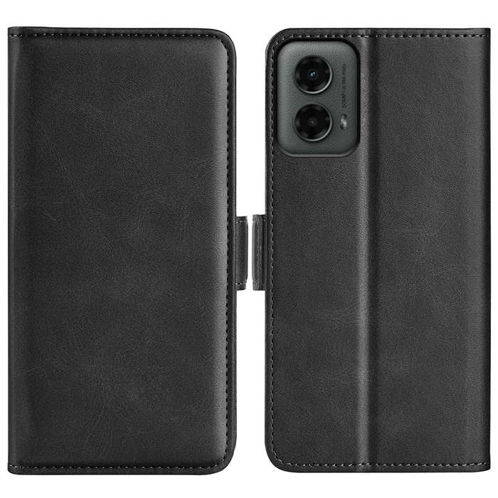 For Motorola Moto G 5G 2024 Dual-side Magnetic Buckle Horizontal Flip Leather Phone Case(Black)