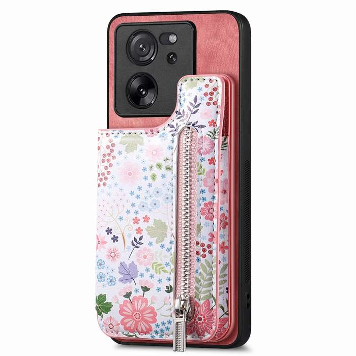 For Xiaomi 12 Lite Retro Painted Zipper Wallet Back Phone Case(Pink)