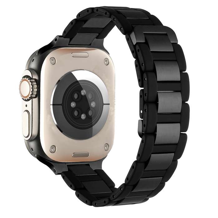For Apple Watch Series 5 40mm Rubber Stainless Steel Magnetic Watch Band(Black+Black)