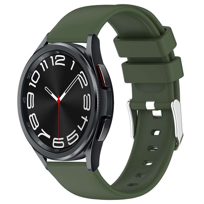 For Samsung Galaxy Watch 6 Classic 43mm 20mm Smooth Solid Color Silicone Watch Band(Army Green)
