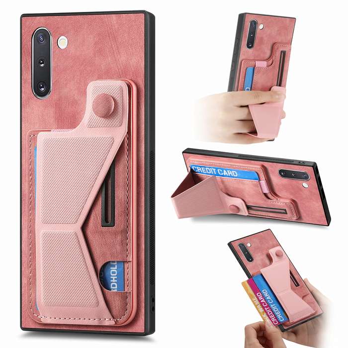 For Samsung Galaxy Note10 II K-shaped Slide Holder Card Slot Phone Case(Pink)