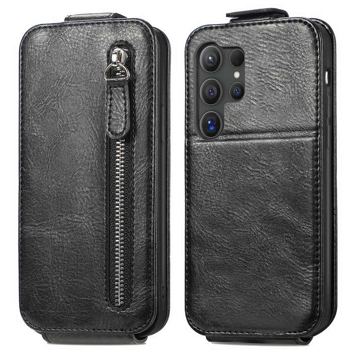 For Samsung Galaxy S24 Ultra 5G Zipper Wallet Vertical Flip Leather Phone Case(Black)