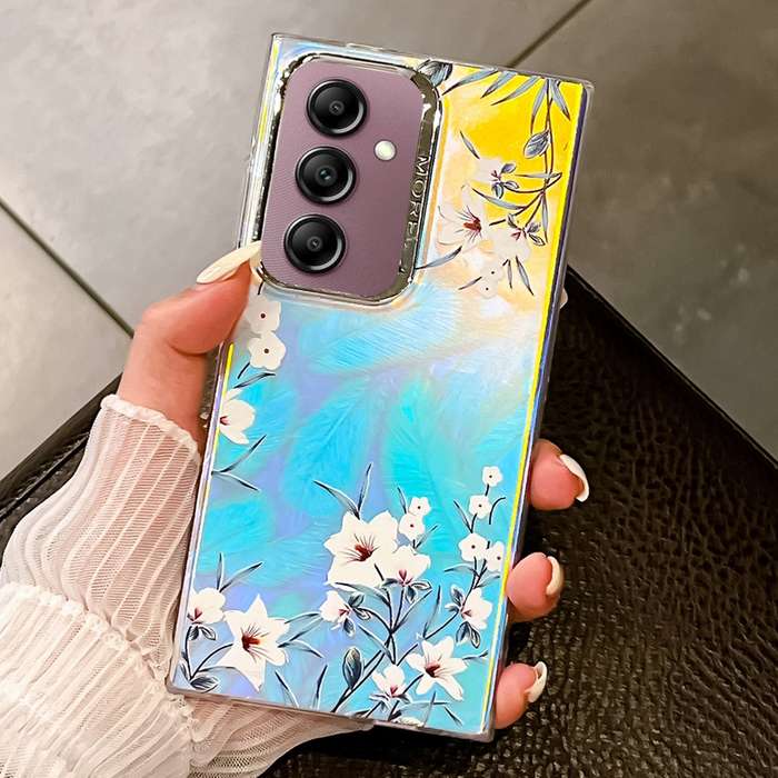 For Samsung Galaxy A14 5G Electroplating Laser Flower Texture TPU Phone Case(Morning Glory AH16