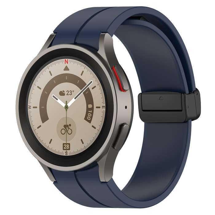 For Samsung Galaxy Watch7 40 / 44mm Magnetic Folding Black Buckle Silicone Watch Band(Midnight