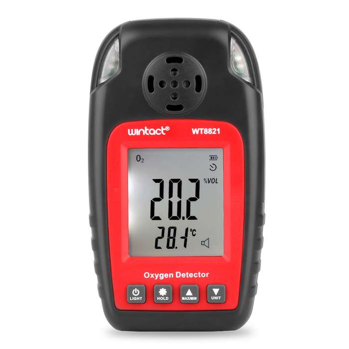 WINTACT WT8821 Oxygen Detector Independent Oxygen Gas Sensor Warning-up High Sensitive Poisoning Ala