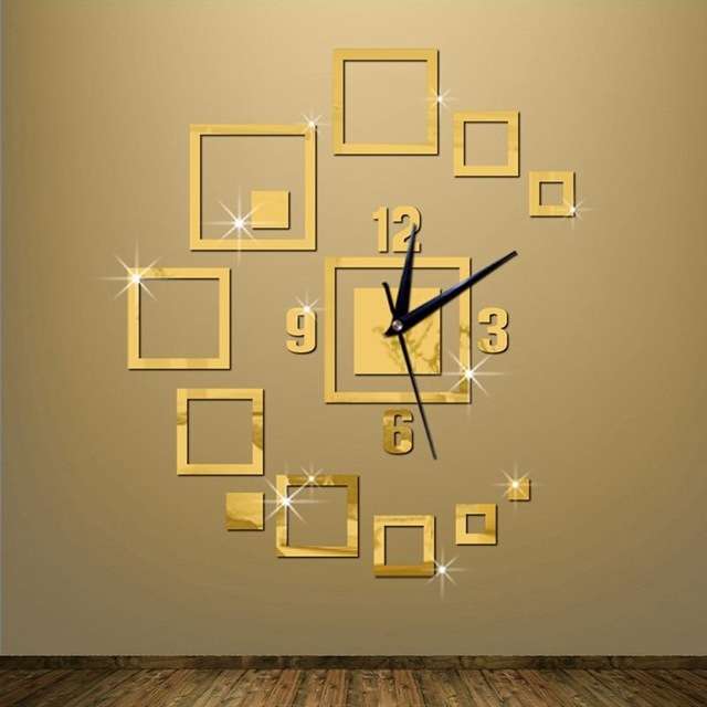 Wall Clocks Mirror 3D Stereo Acrylic Living Room Bedroom Decoration Wall Clock Fashion DIY Creative